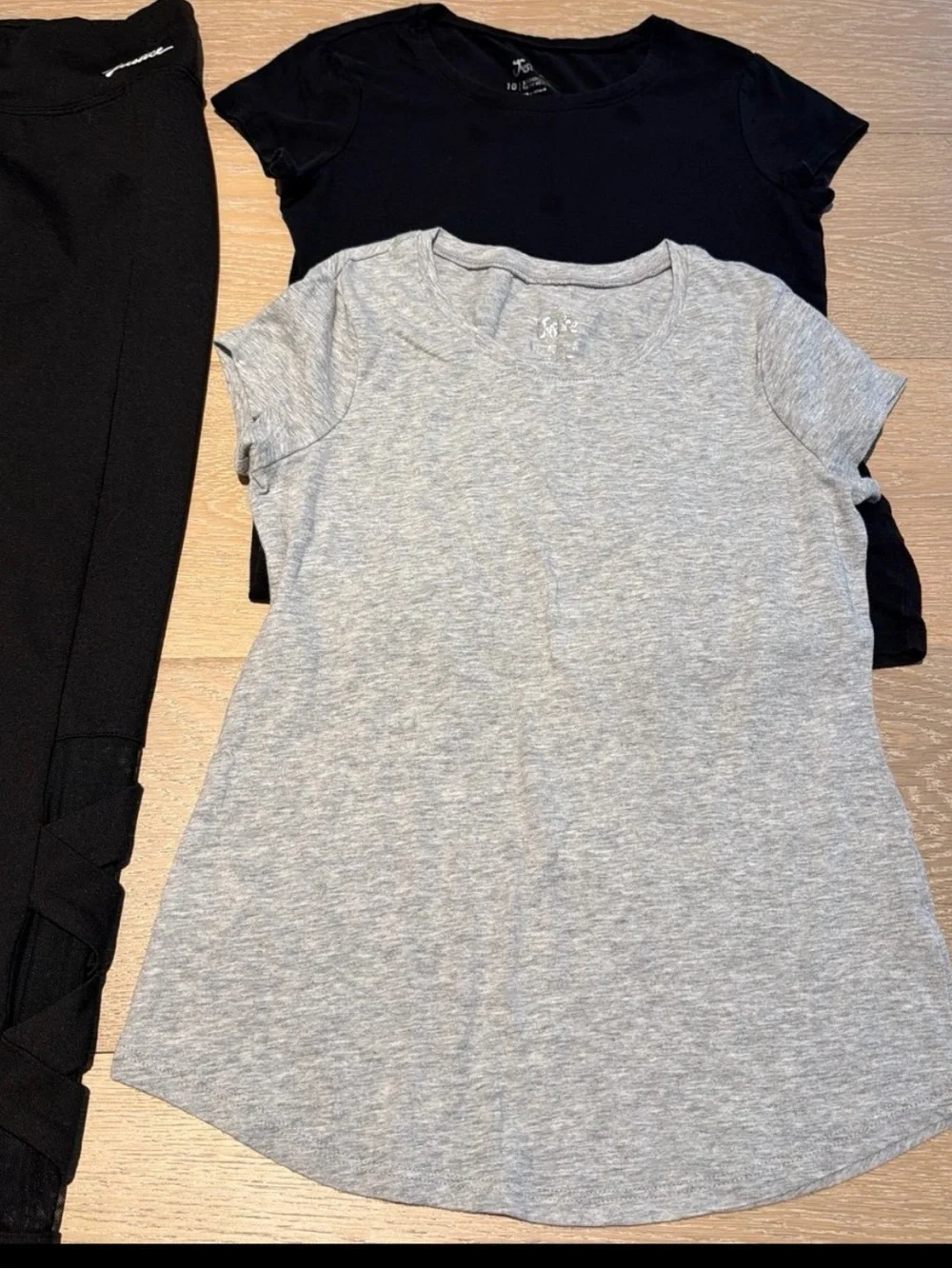 Bundle girls justice leggings black size 12 and 2 justice t shirts size 10
